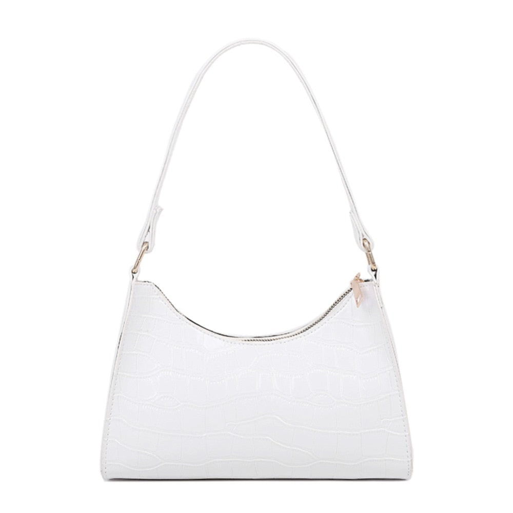White croc sales baguette bag