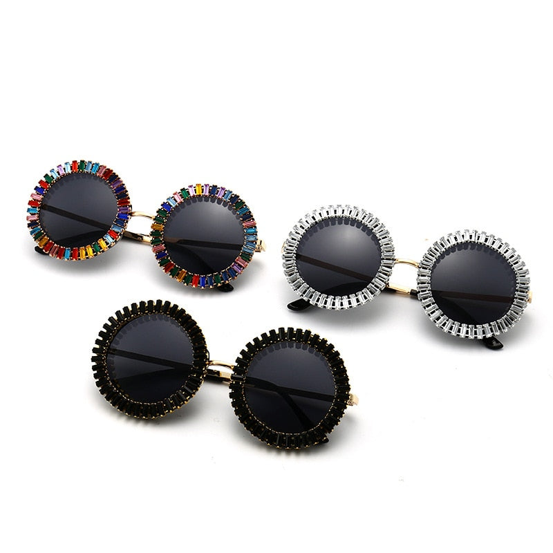 Round Rhinestone Sunglasses