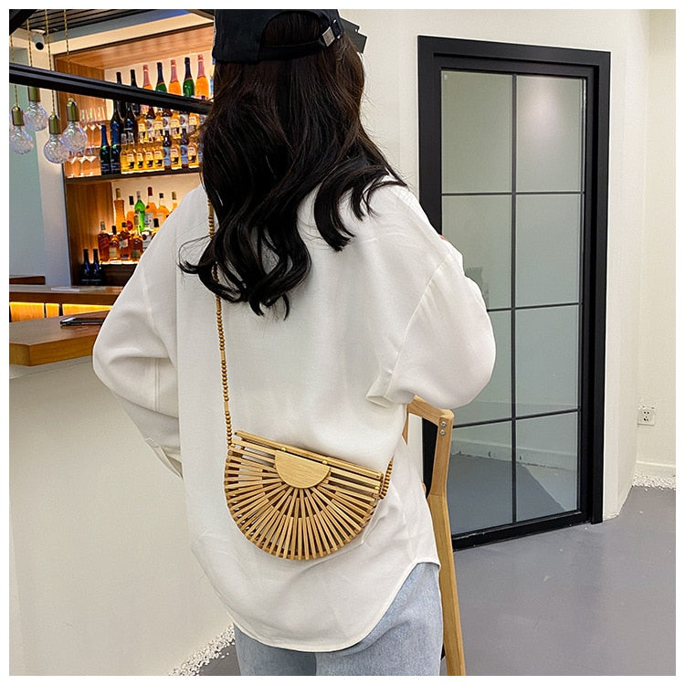 Bamboo Half Moon Crossbody Bag