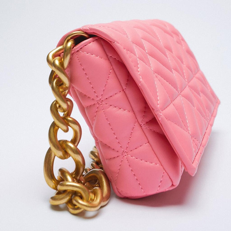 Quilted Square Leather Shoulder Bag