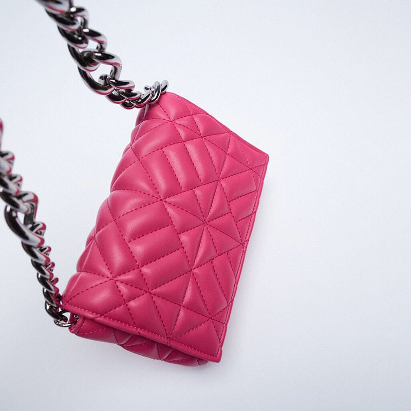 Quilted Square Leather Shoulder Bag