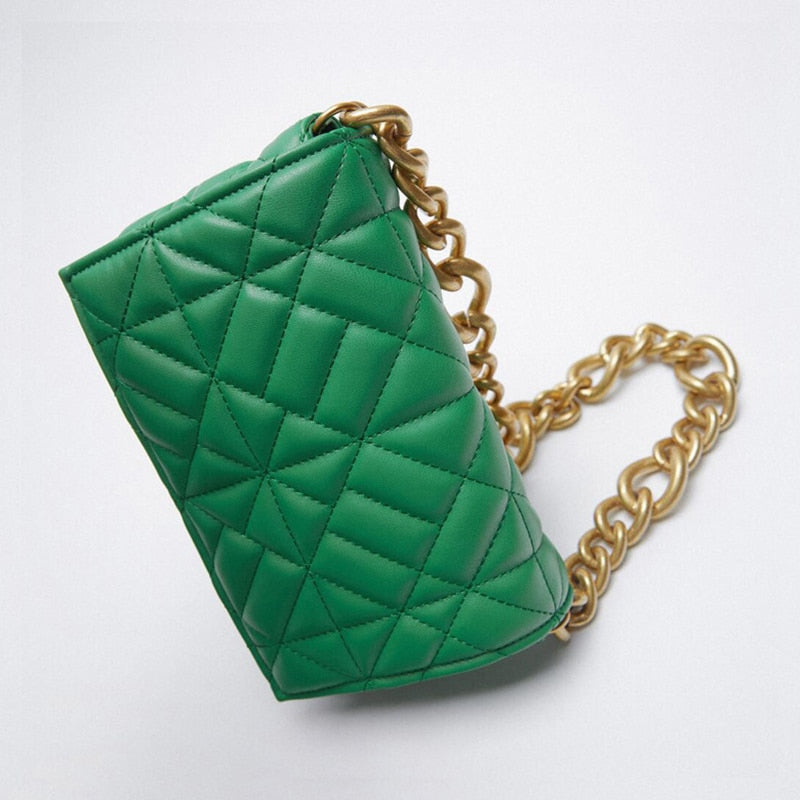 Quilted Square Leather Shoulder Bag