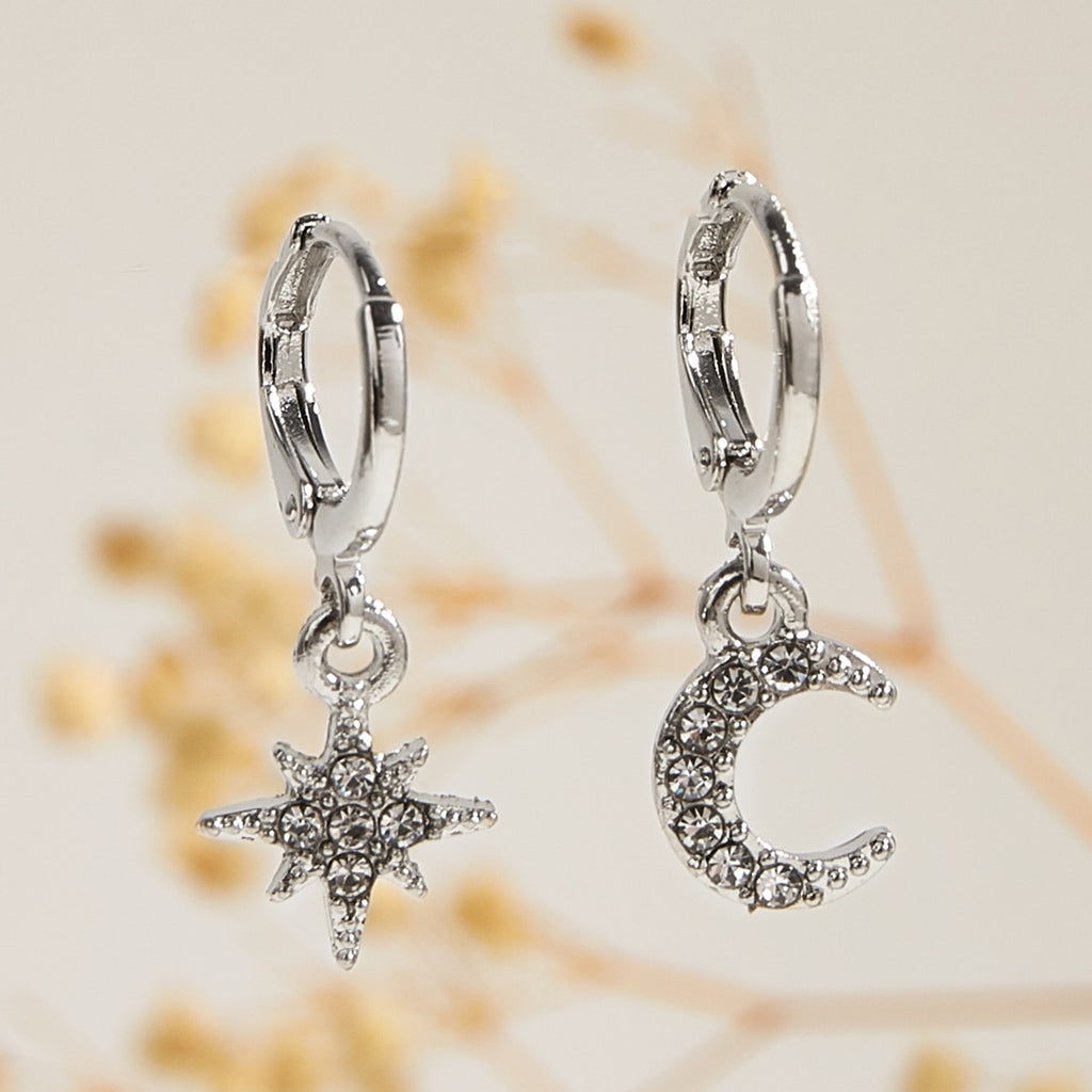 Dazzled Star & Moon Earrings