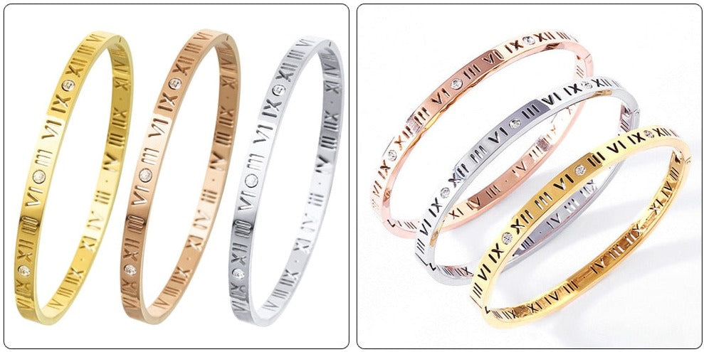 Crystal + Roman Numeral Bracelets