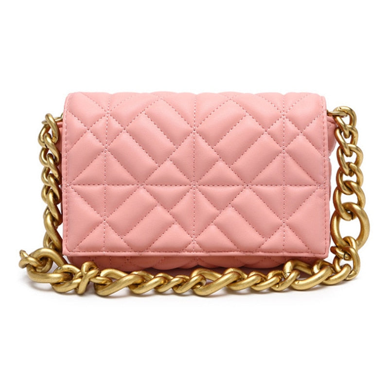 Quilted Square Leather Shoulder Bag