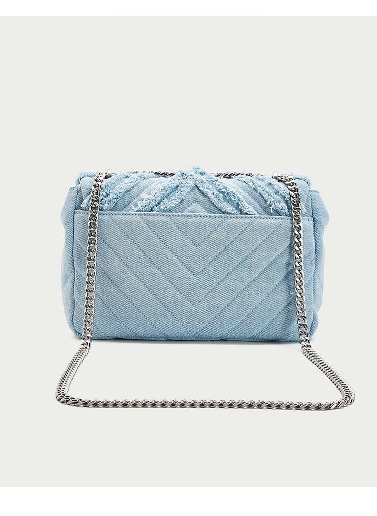 Frayed Denim Shoulder Bag