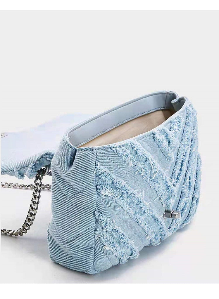 Frayed Denim Shoulder Bag