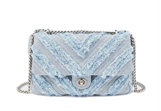 Frayed Denim Shoulder Bag