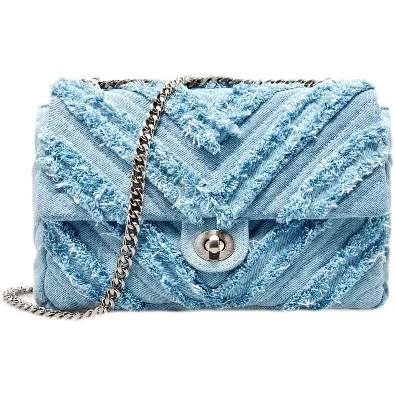 Frayed Denim Shoulder Bag | D'STINGUISHED