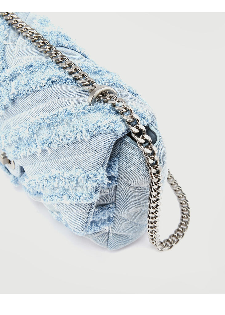 Frayed Denim Shoulder Bag