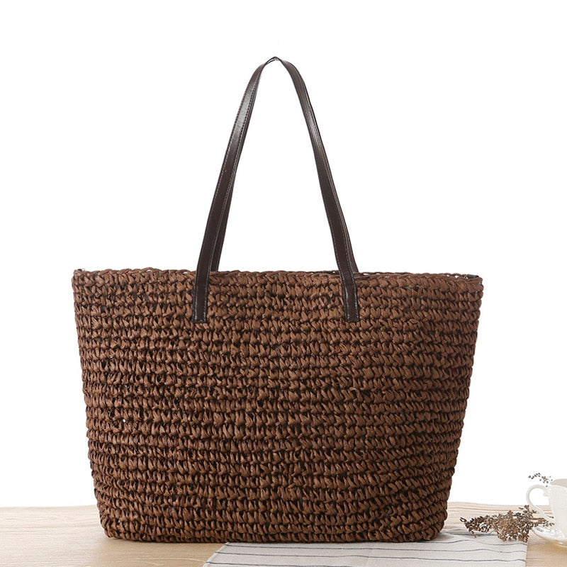 Woven Rattan Tote Bag