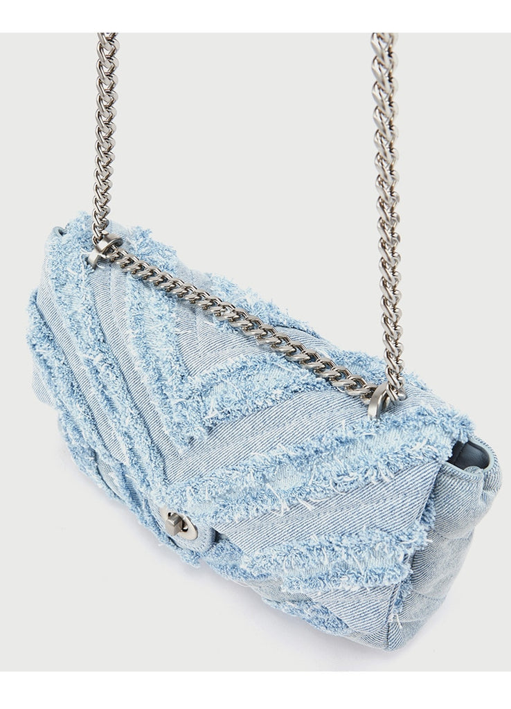 Frayed Denim Shoulder Bag