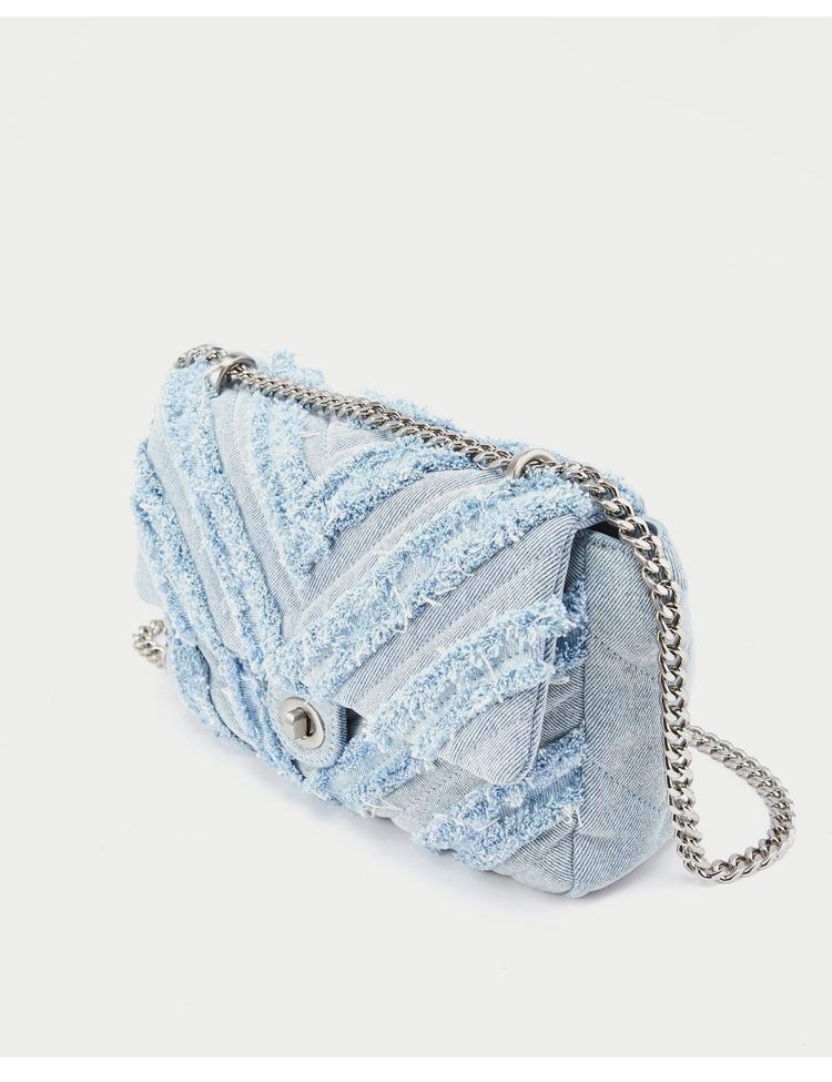 Frayed Denim Shoulder Bag