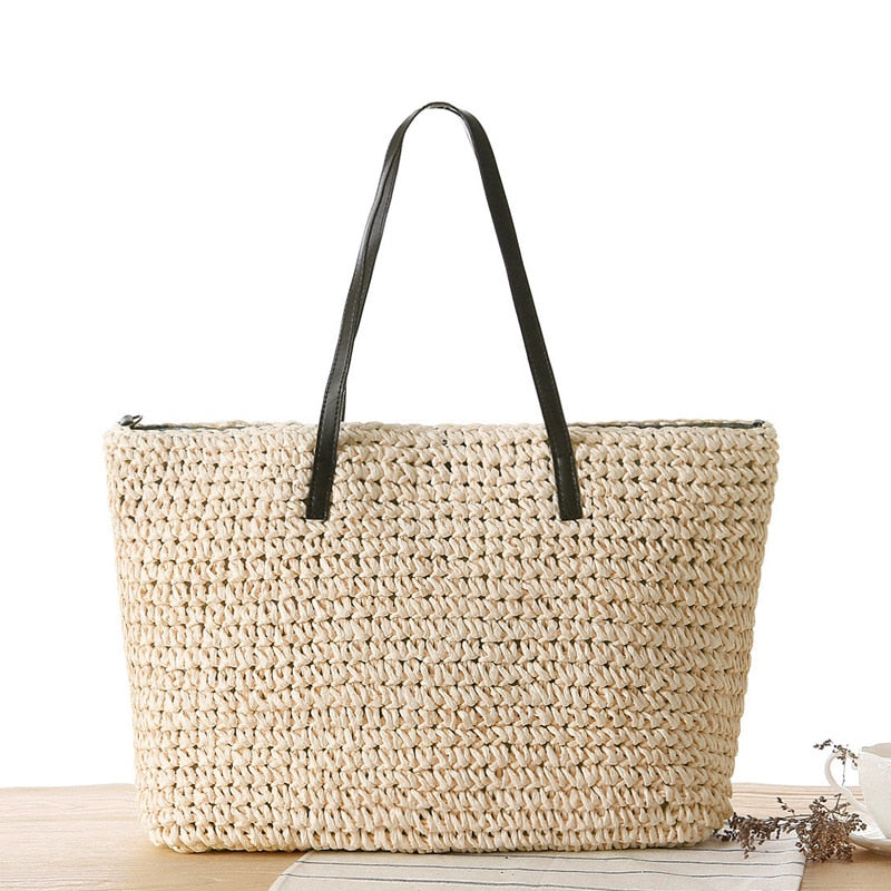 Woven Rattan Tote Bag