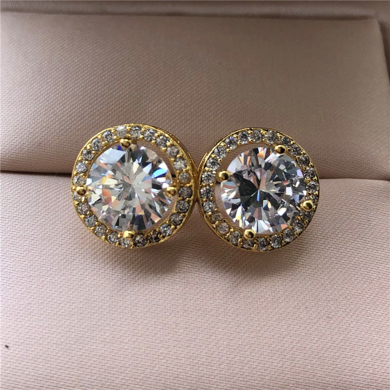 Stunning Halo Cubic Zirconia Earrings