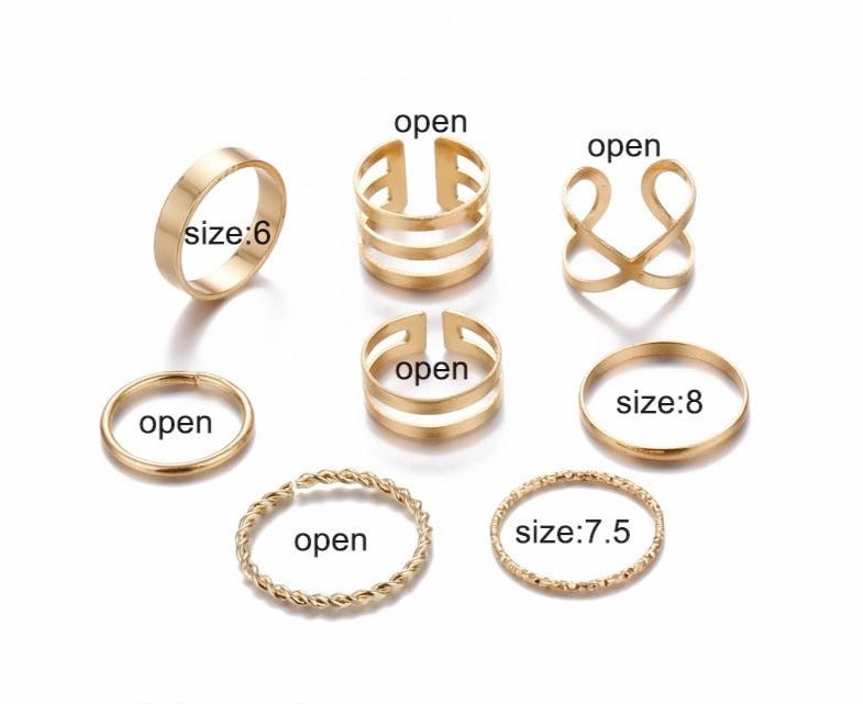 Gold/Silver Geometric Ring Sets