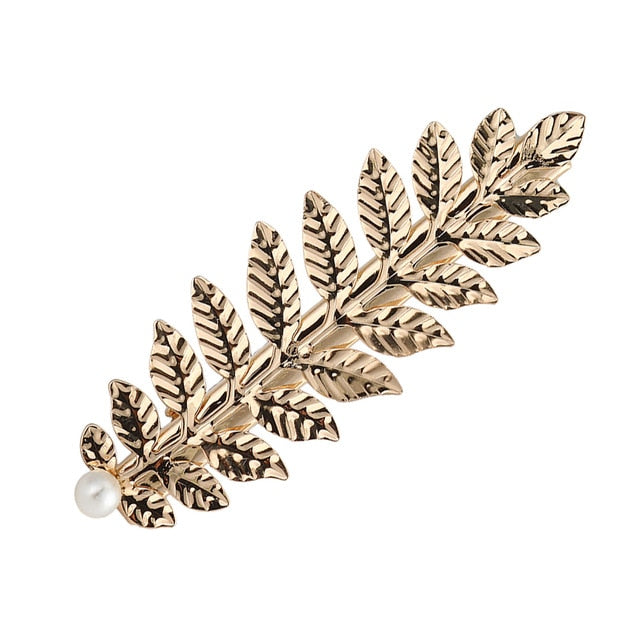 Leaf Feather Barrette Hair Clip