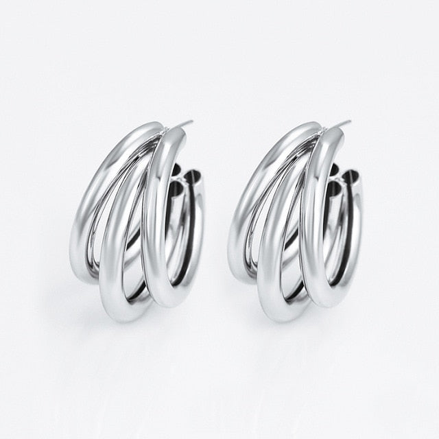 Triple Layered Hooped Earrings