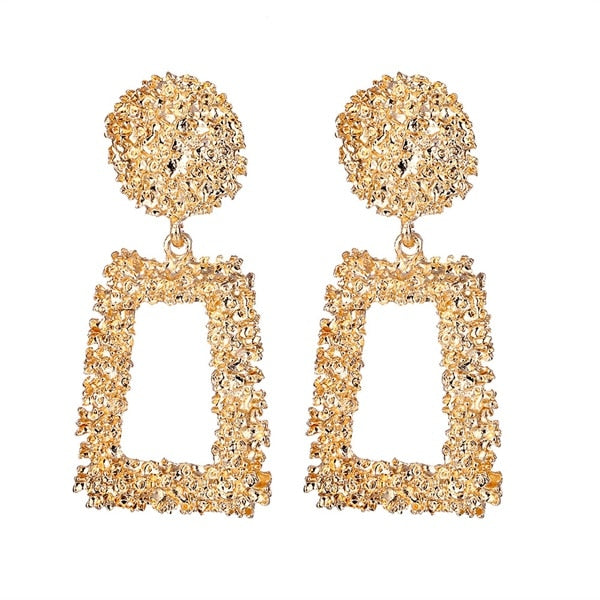 Voguish Gold Geometric Drop Earrings