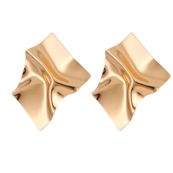 Voguish Gold Geometric Drop Earrings