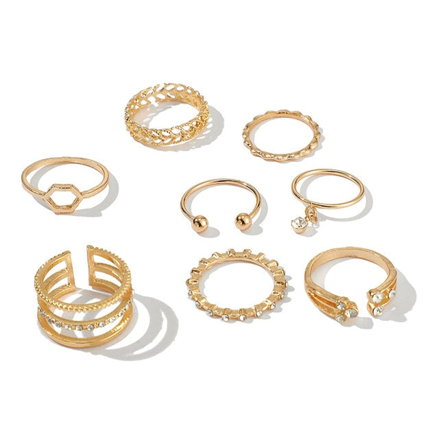 Gold Bohemian Ring Sets