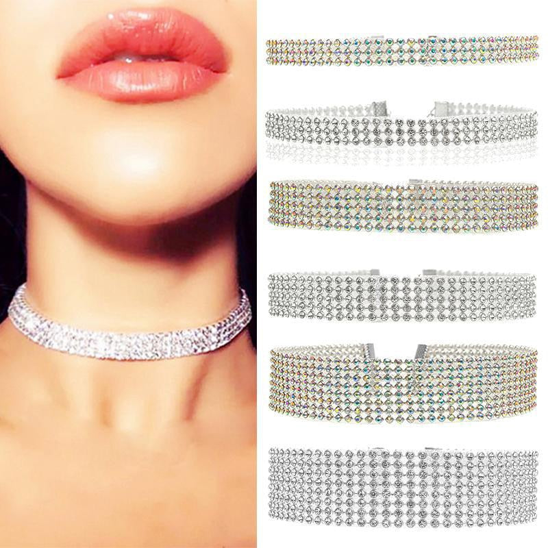 Foxy Rhinestone Crystal Choker Necklace