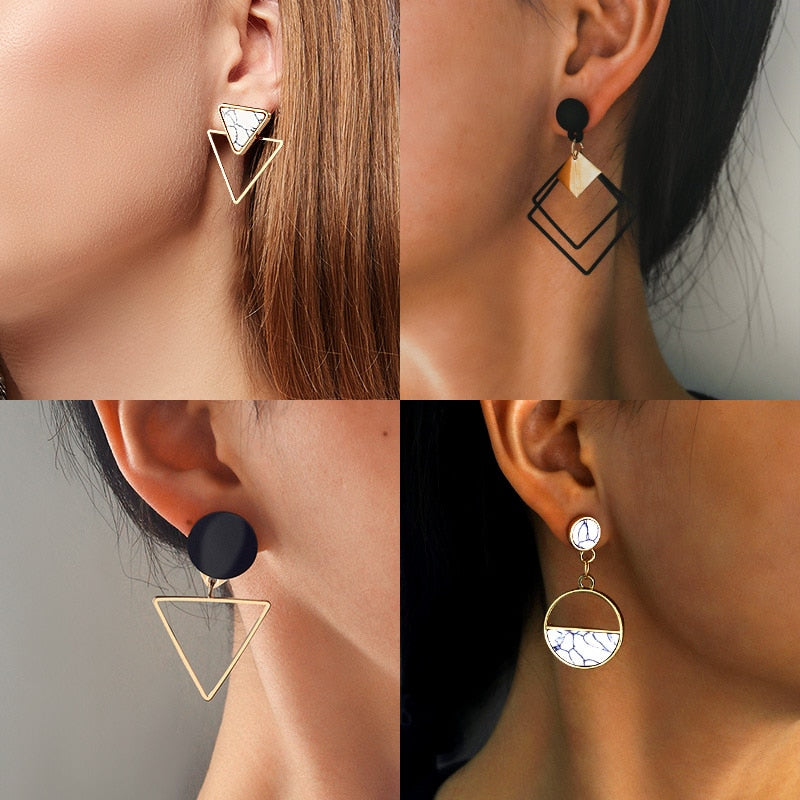 Contemporary Geometric Dangle Earrings