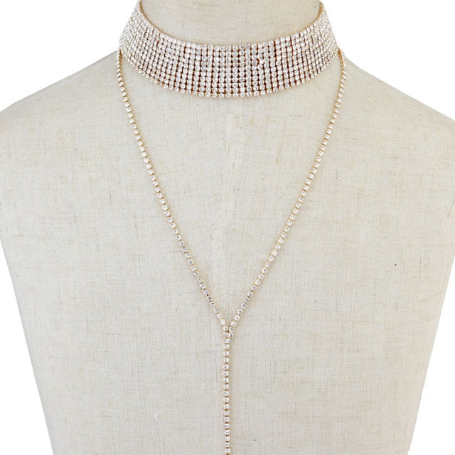 Rhinestone Crystal Choker Necklace