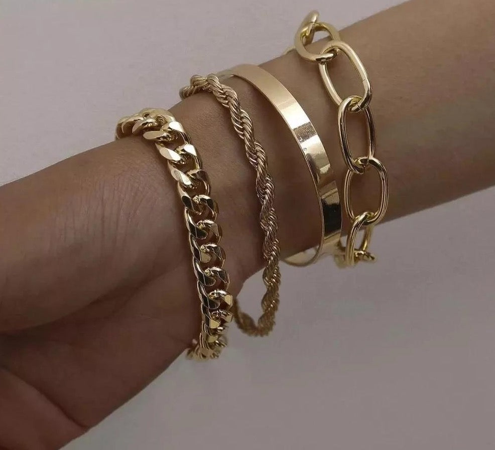 Minimalist Link Chain Bracelet Sets