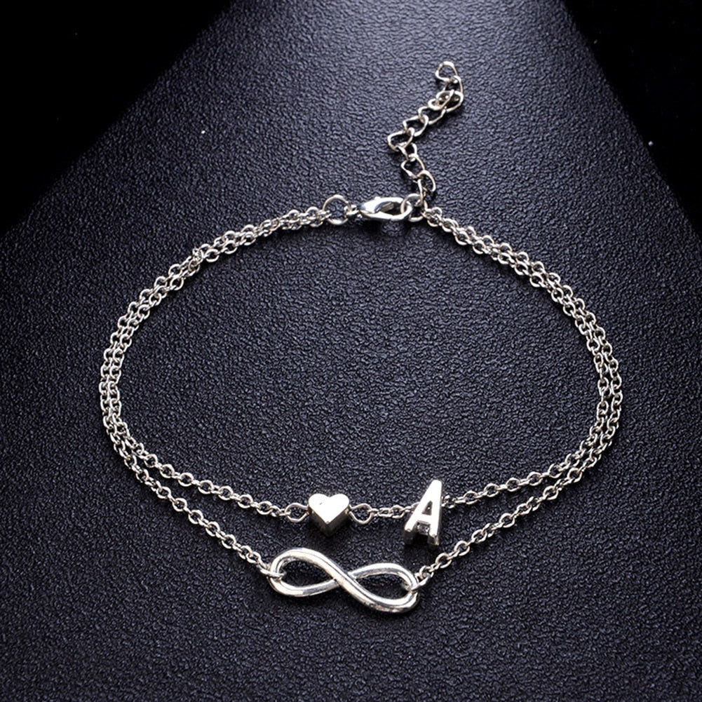 Heart Letter Infinity Ankle Bracelet