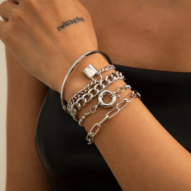 Minimalist Link Chain Bracelet Sets