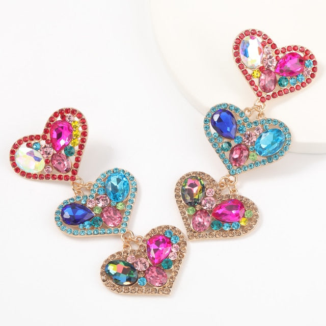 Heart/Star Shape Bejeweled Earrings