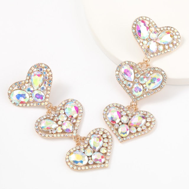 Heart/Star Shape Bejeweled Earrings