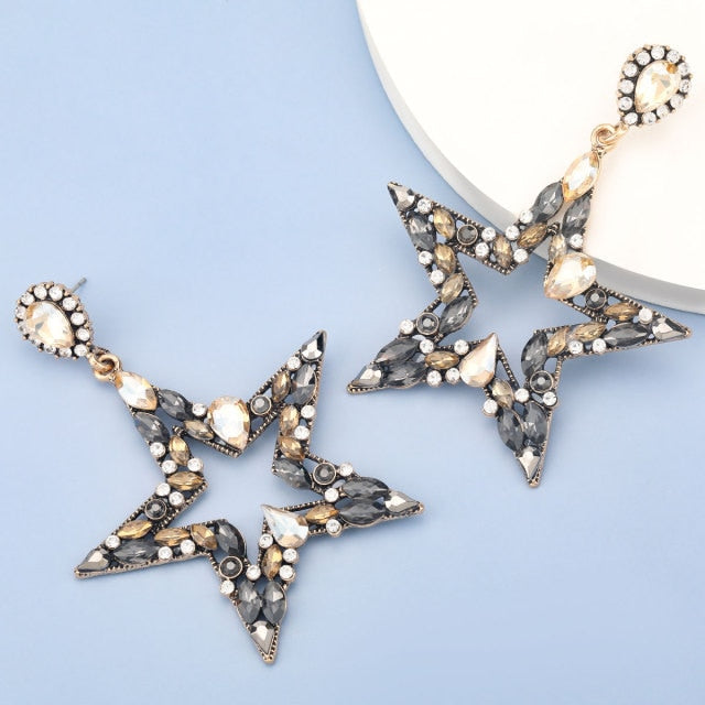 Heart/Star Shape Bejeweled Earrings