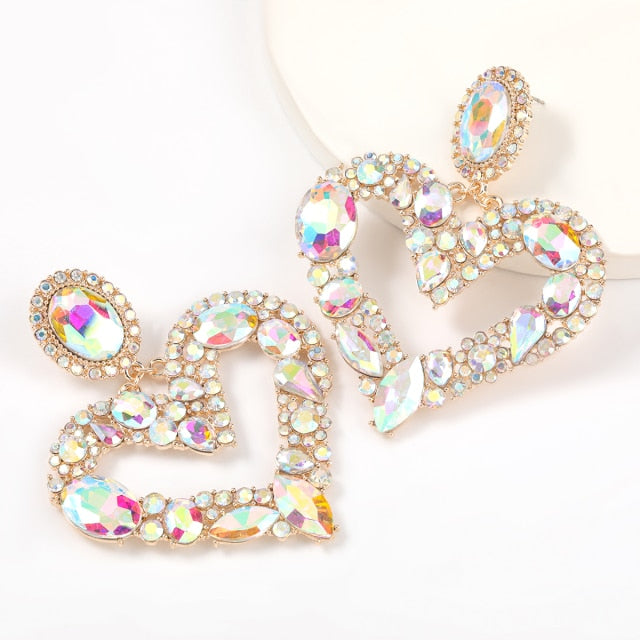 Heart/Star Shape Bejeweled Earrings