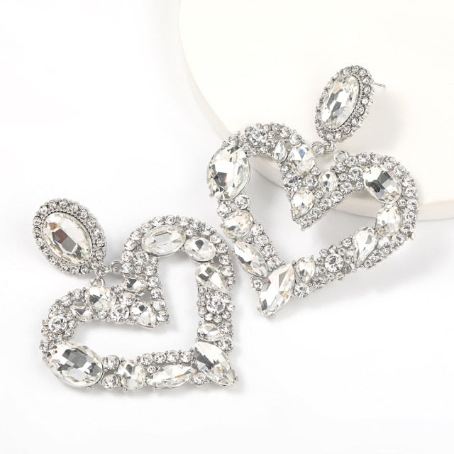 Heart/Star Shape Bejeweled Earrings