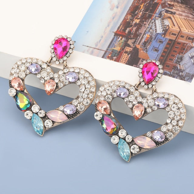 Heart/Star Shape Bejeweled Earrings