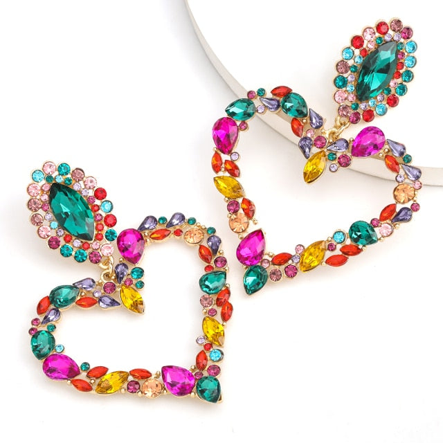 Heart/Star Shape Bejeweled Earrings