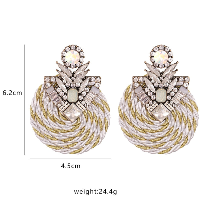 Round Drop Crystal Earrings