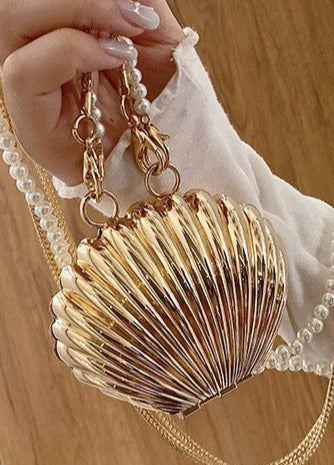 Metallic Mini Shell Pearl Bag