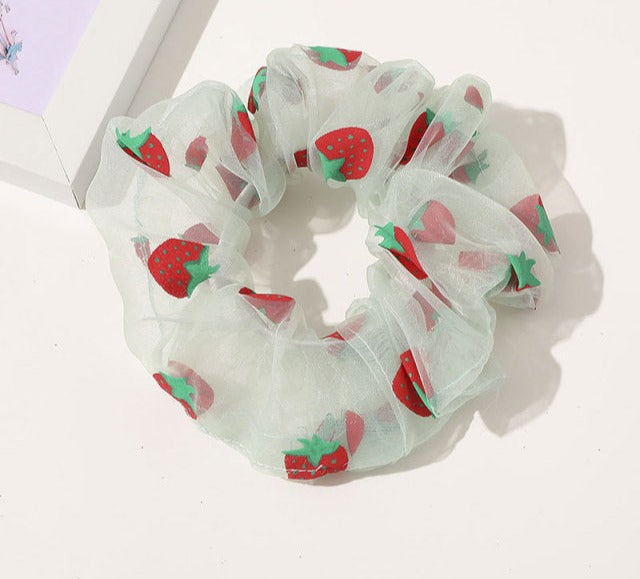 Daisy & Strawberry Hair Scrunchies